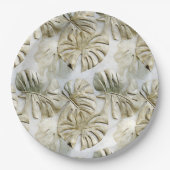 Gouden groene tropische bladeren papieren bordje (Voorkant)