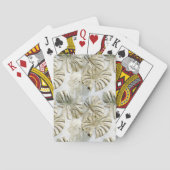 Gouden groene tropische bladeren pokerkaarten (Achterkant)