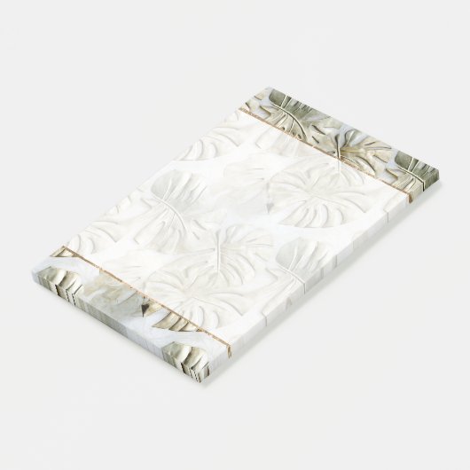 Gouden groene tropische bladeren post-it® notes (Schuin)