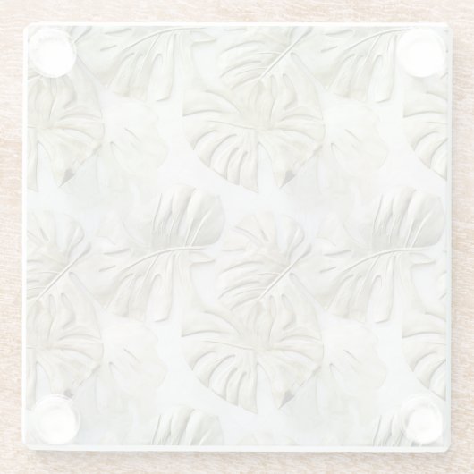 Gouden groene tropische bladeren salie glazen onderzetter (Achterkant)