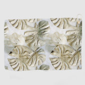 Gouden groene tropische bladeren salie golfhanddoek (Horizontaal)