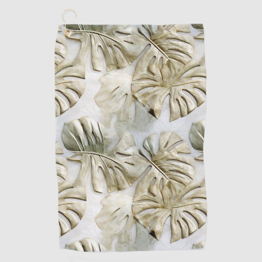 Gouden groene tropische bladeren salie golfhanddoek (Voorkant)