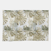 Gouden groene tropische bladeren salie theedoek (Horizontaal)