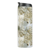 Gouden groene tropische bladeren salie thermosbeker (Geroteerd rechts)