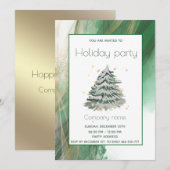 Gouden groene waterverf dennenboom kerstfeest kaart (Voorkant / Achterkant)