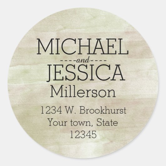 Gouden Groene Waterverf Gepersonaliseerd adres Ronde Sticker (Voorkant)