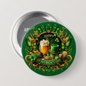 Gouden & Groene Weelderige St. Patrick's Dag Vieri Ronde Button 7,6 Cm (Voorkant /achterkant)