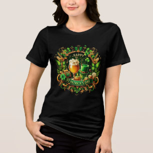 Gouden & Groene Weelderige St. Patrick's Dag Vieri Tri-Blend Shirt