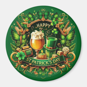 Gouden & groene weelderige St. Patrick's Day-vieri Magneet