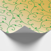 Gouden groene wijnstok bladeren patroon cadeaupapier (Hoek)