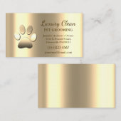 Gouden Grooming Service Paw Print Metallic Visitekaartje (Voorkant / Achterkant)