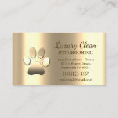 Gouden Grooming Service Paw Print Metallic Visitekaartje (Voorkant)