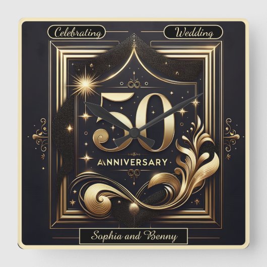 Gouden Grootheid: 50-Jaar Viering Vierkante Klok (Voorkant)