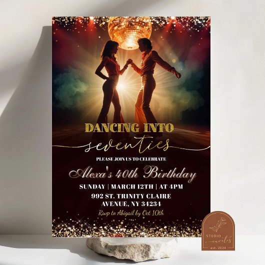 Gouden Groovy Disco Dans 70e Verjaardag Kaart