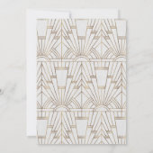Gouden Grote Witte Art Deco 1920s Trouw Kaart (Achterkant)