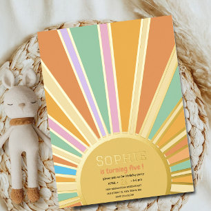 Gouden grote zon met stralen verjaardag uitnodigin folie feestdagen briefkaart