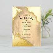 Gouden Grunge Textuur Bruiloft Folie Uitnodiging (Staand Voorkant)