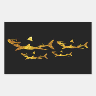 Gouden haaien rechthoekige sticker