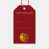 Gouden Haan Chinees aangepaste Jaar Zodiac Geboort Cadeaulabel (Achterkant)
