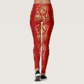 Gouden Haan Jaar 2017 Papercut Rode leggings (Achterkant)