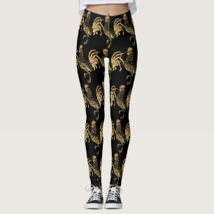 Gouden Haan Jaar Zodiac Verjaardag Zwart L2 Leggings