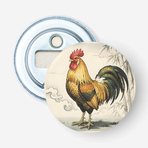 Gouden haan Japanse kunst Button Flesopener