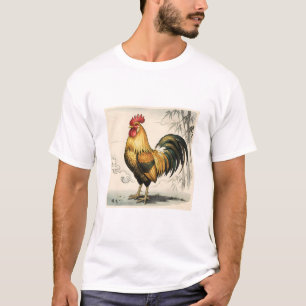 Gouden haan Japanse kunst T-shirt