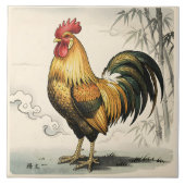 Gouden haan Japanse kunst Tegeltje (Voorkant)