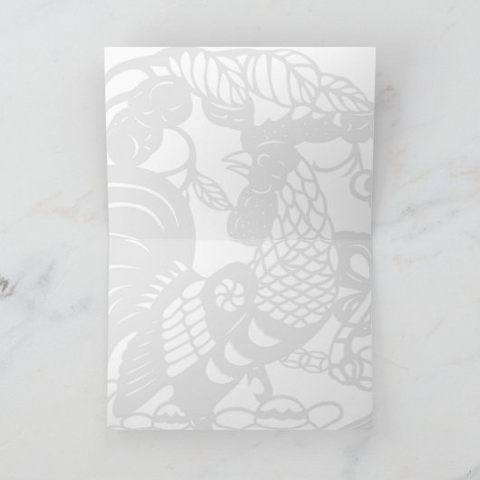 Gouden Haan Papercut die Vietnamees H 2017 Feestdagen Kaart (Binnen)