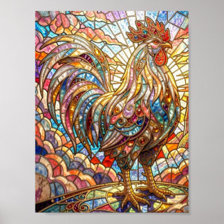 Gouden Haan van Licht Kraaiende mozaïek Poster