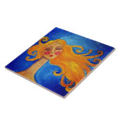 Gouden Haar Abstract Portret van een Vrouw Tegeltje (Zijkant)