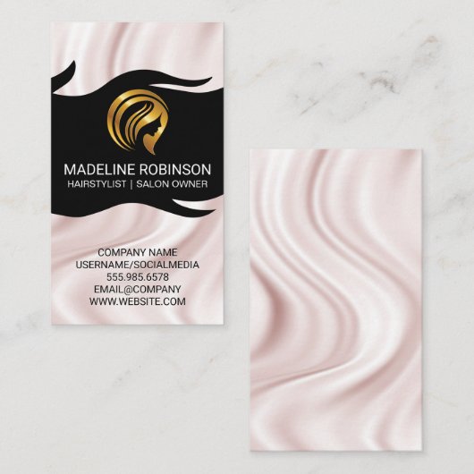 Gouden Haar Logo | Zijden Draperie Visitekaartje (Voorkant / Achterkant)