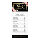 Gouden Haar Stylist Schaar Roze Bloemen Prijs Lijs Reclamekaart (Voorkant)