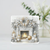 Gouden Haard & Kerstgratie Feestdagenkaart (Staand voorkant)