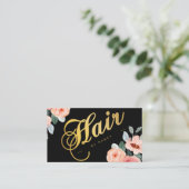 Gouden Haarsalon Kalligrafie Waterverf Bloemen Visitekaartje (Staand voorkant)