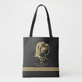 Gouden haarstylist logo aangepaste tekst tote bag (Voorkant)