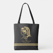 Gouden haarstylist logo aangepaste tekst tote bag (Achterkant)