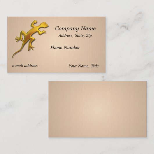 Gouden hagedis linnen textuur visitekaartje (Voorkant / Achterkant)