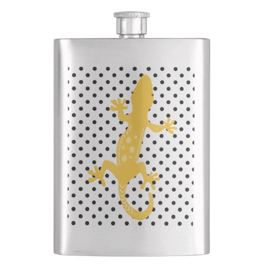Gouden Hagedis Zwart Wit Polka gestippelde kolf Flacon (Voorkant)