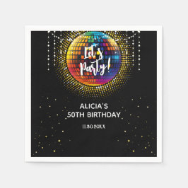 Gouden Halftone Disco Bal Laten we feestvieren Ver Servet