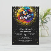 Gouden Halftoon Disco Bal Laten we verjaardag vier Kaart (Staand voorkant)