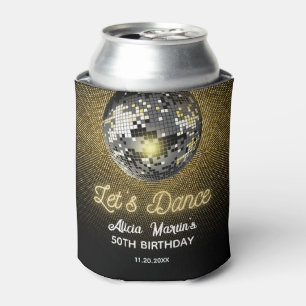 Gouden Halftoon Disco Ball Laten we dansen Verjaar Blikjeskoeler