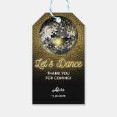 Gouden Halftoon Disco Ball Laten we dansen Verjaar Cadeaulabel (Voorkant)