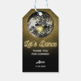 Gouden Halftoon Disco Ball Laten we dansen Verjaar Cadeaulabel