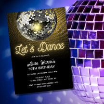 Gouden Halftoon Disco Ball Laten we dansen Verjaar