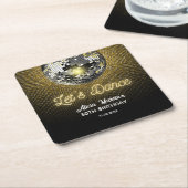 Gouden Halftoon Disco Ball Laten we dansen Verjaar Kartonnen Onderzetters (Schuin)