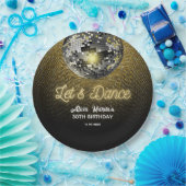 Gouden Halftoon Disco Ball Laten we dansen Verjaar Papieren Bordje (Feest)