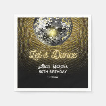 Gouden Halftoon Disco Ball Laten we dansen Verjaar