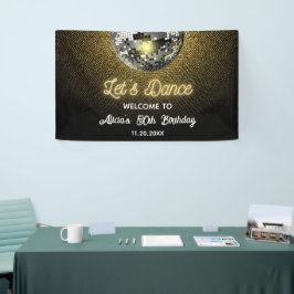 Gouden Halftoon Disco Ball Laten we dansen Verjaar Spandoek