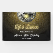 Gouden Halftoon Disco Ball Laten we dansen Verjaar Spandoek (Horizontaal)
